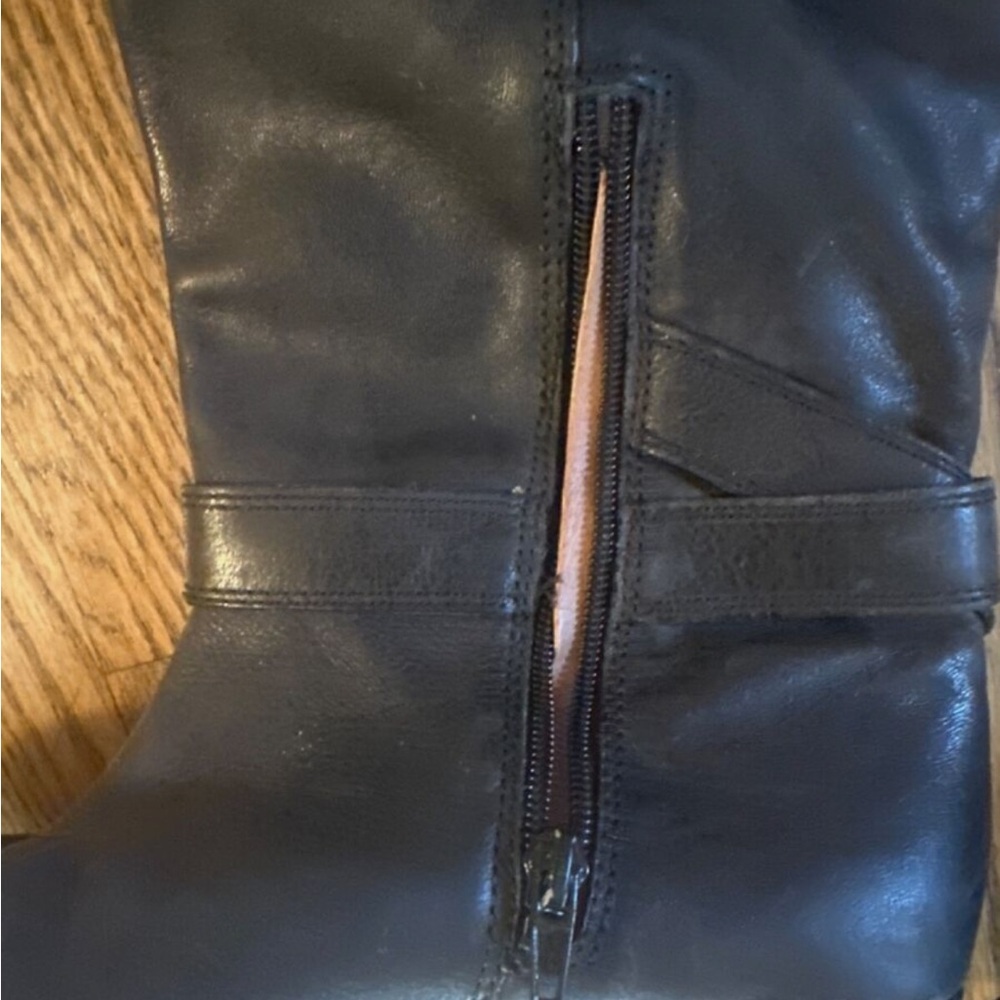 Lucky brand size 8, all leather black riding boots with buckle.